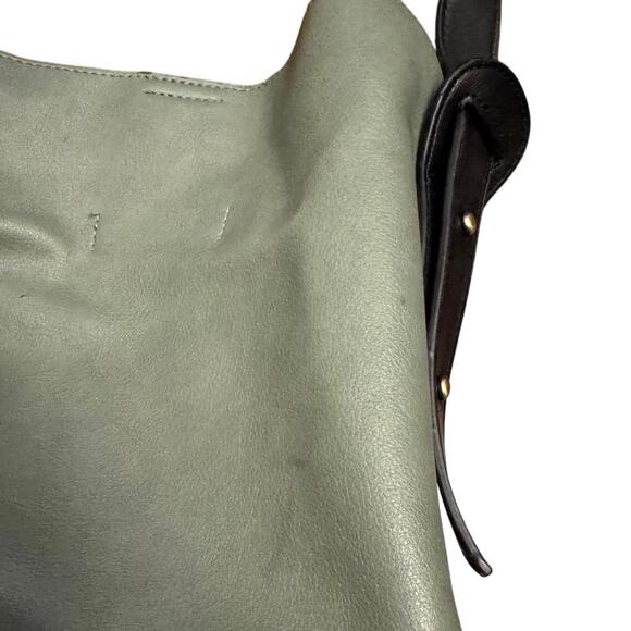 By Anthropologie Women's Green Black Solid Genuine Leather Shoulder Handbags - Picture 7 of 10
